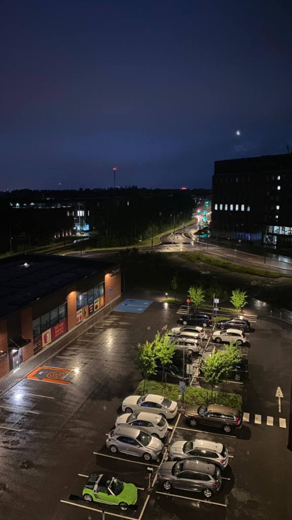 Espoo night view from apartment